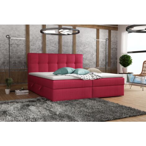 Boxspringbett Schlafzimmerbett ARTURO 140x200cm Stoff Soro Rot