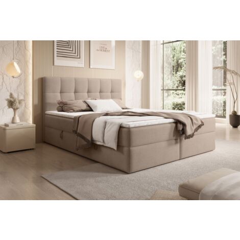 Boxspringbett Schlafzimmerbett ARTURO 180x200cm Stoff Freya Kakao