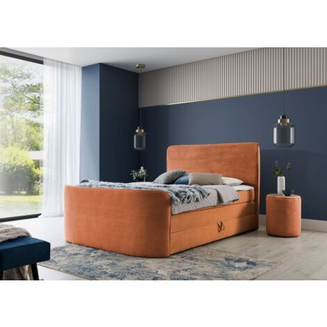Boxspringbett Schlafzimmerbett BODY 180x200cm in Stoff Rostbraun inkl. Bettkasten