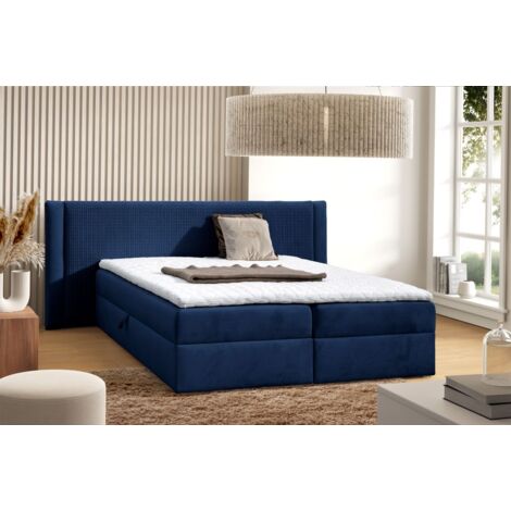 Boxspringbett Schlafzimmerbett CEDRIC 120x200cm Stoff Magic Velvet Dunkelblau