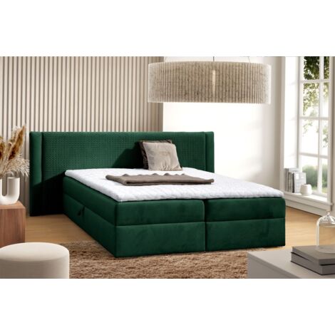 Boxspringbett Schlafzimmerbett CEDRIC 120x200cm Stoff Magic Velvet Flaschengrün