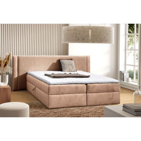 Boxspringbett Schlafzimmerbett CEDRIC 180x200cm Stoff Magic Velvet Lachs