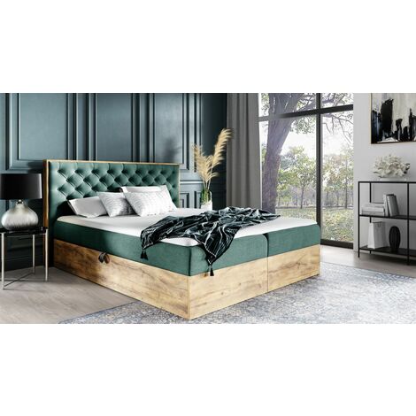 Boxspringbett Schlafzimmerbett DIONA 180x200cm Stoff Grün inkl. Bettkasten