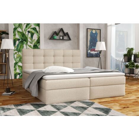 Boxspringbett Schlafzimmerbett DORIANO 200x200cm Stoff Sawana Beige