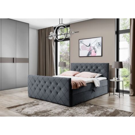 Boxspringbett Schlafzimmerbett EIVOR 120x220cm Stoff Magic Velvet Anthrazit