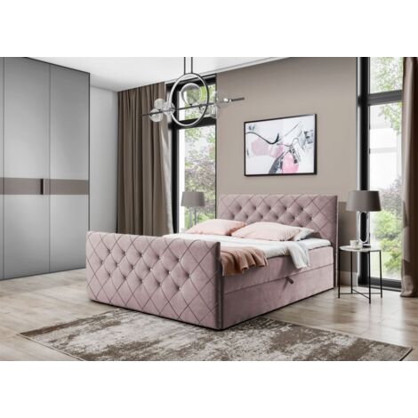 Boxspringbett Schlafzimmerbett EIVOR 180x220cm Stoff Magic Velvet Altrosa