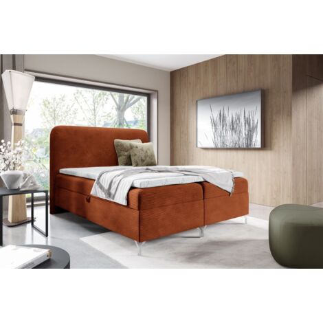 Boxspringbett Schlafzimmerbett EMILIO 120x200cm in Stoff Poso Rostbraun