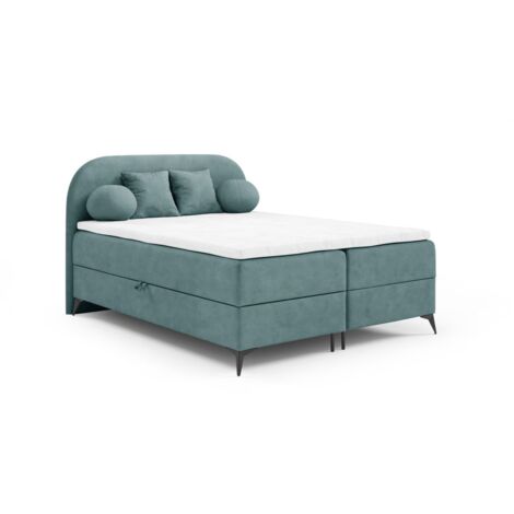 Boxspringbett Schlafzimmerbett GORGIA 140x200cm Stoff Jasmin Türkis
