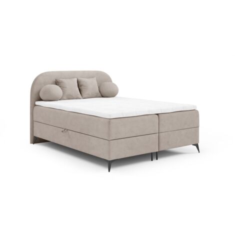 Boxspringbett Schlafzimmerbett GORGIA 160x200cm Stoff Jasmin Hellbeige