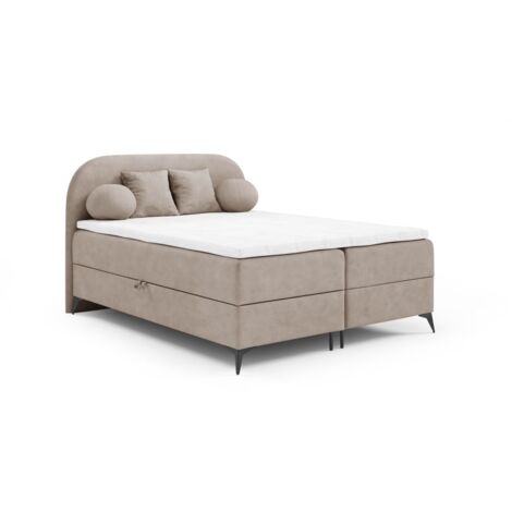 Boxspringbett Schlafzimmerbett GORGIA 180x200cm Stoff Jasmin Beige