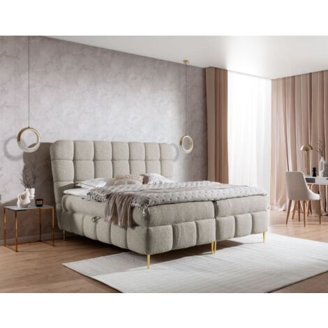 Boxspringbett Schlafzimmerbett GRAZIA 160x200cm Stoff Corbett Cappuccino