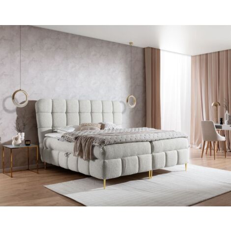 Boxspringbett Schlafzimmerbett GRAZIA 160x200cm Stoff Corbett Creme