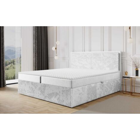 Boxspringbett Schlafzimmerbett HIDIS 140x220cm Stoff Vito Hellgrau