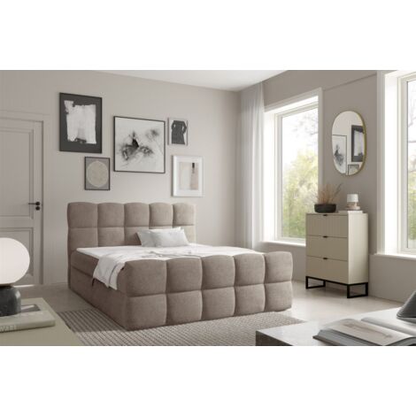 Boxspringbett Schlafzimmerbett SATINE 120x220cm Stoff Coral Dunkelbeige