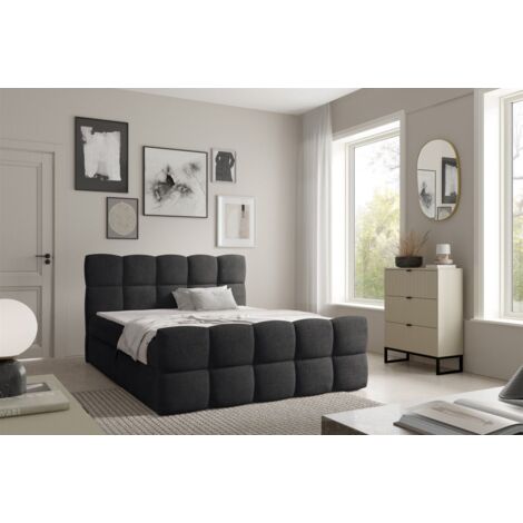 Boxspringbett Schlafzimmerbett SATINE PREMIUM 160x220cm Stoff Coral Schwarz