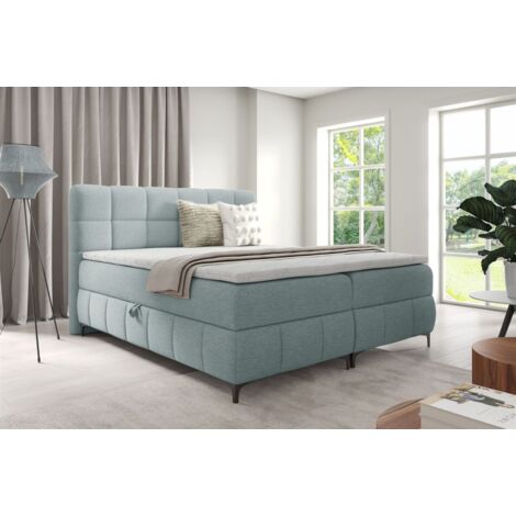 Boxspringbett Schlafzimmerbett SOPHIE 100x200cm Stoff Aragon Sky
