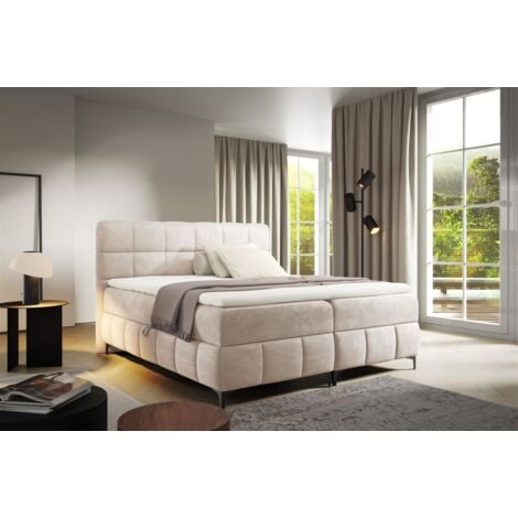 FUN MOEBEL Boxspringbett Schlafzimmerbett SOPHIE 100x200cm Stoff Salvador Beige