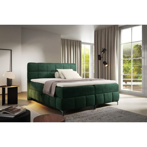 Boxspringbett Schlafzimmerbett SOPHIE 100x200cm Stoff Salvador Flaschengrün