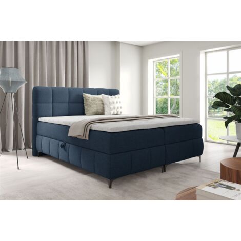 Boxspringbett Schlafzimmerbett SOPHIE 120x200cm Stoff Aragon Marineblau