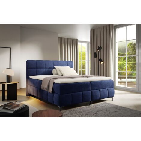 Boxspringbett Schlafzimmerbett SOPHIE 120x200cm Stoff Salvador Dunkelblau