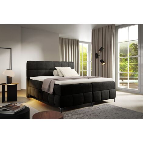 Boxspringbett Schlafzimmerbett SOPHIE 180x200cm Stoff Salvador Schwarz