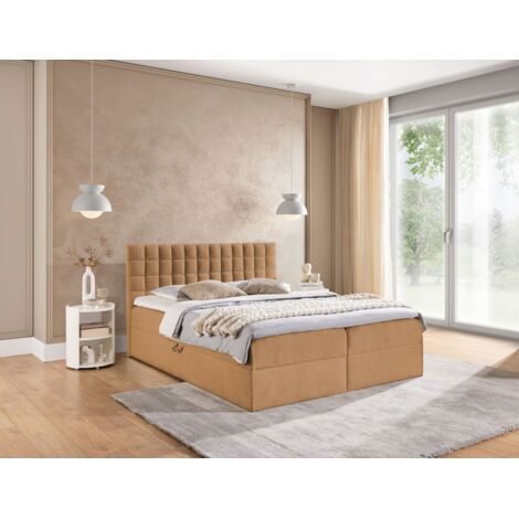 Boxspringbett Schlafzimmerbett TORIBO PREMIUM 120x220cm Stoff Coral Apricot