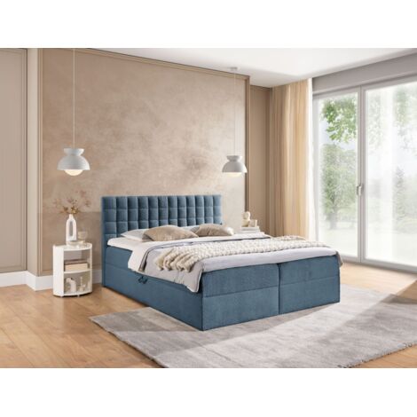 Boxspringbett Schlafzimmerbett TORIBO PREMIUM 120x220cm Stoff Coral Himmelblau