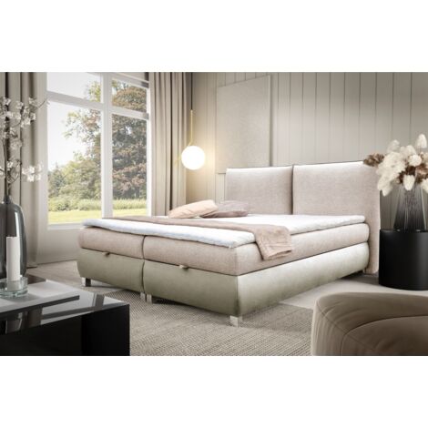 Boxspringbett Schlafzimmerbett VALENTIN 120x200cm Stoff Neve-Vega Beige