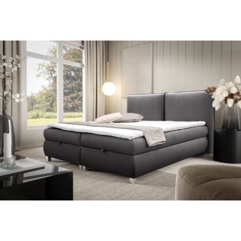 Boxspringbett Schlafzimmerbett VALENTIN 140x200cm Stoff Neve-Vega Anthrazit