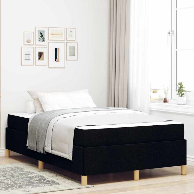 Boxspringbett Schwarz Und Weiß Und Schwarz 120 X 200 Cm Stoff Vidaxl