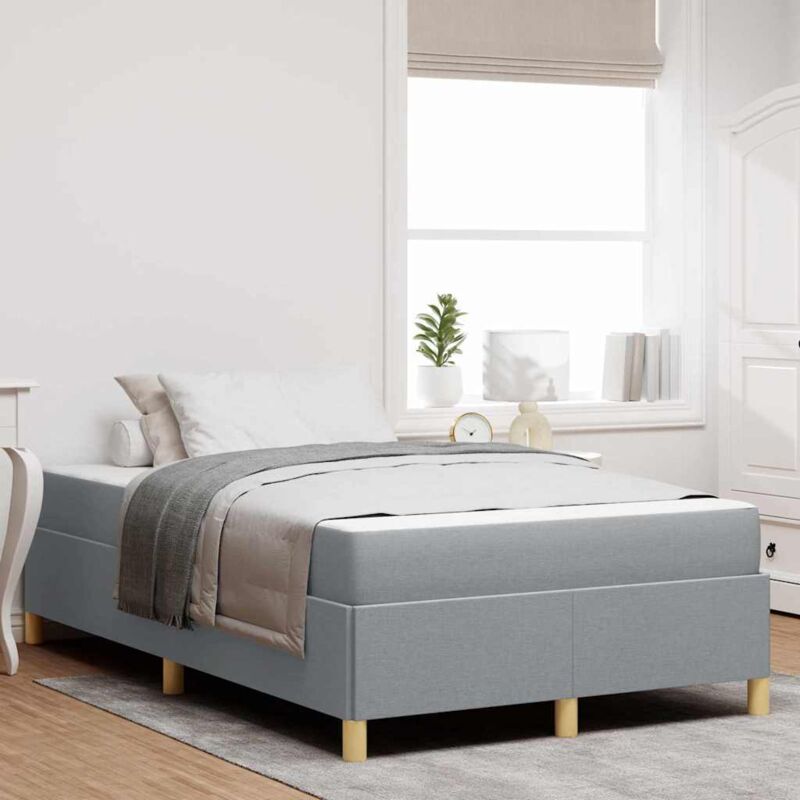 Boxspringbett Hellgrau Und Weiß Und Hellgrau 120 X 200 Cm Stoff Vidaxl