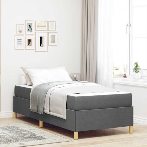 Boxspringbett Weiß und Dunkelgrau und Braun und Dunkelgrau vidaXL