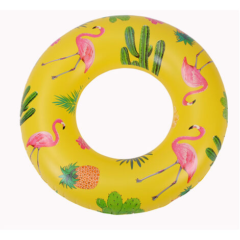 Boya inflable para piscina con forma de flamenco, anillo de natación, boya inflable de verano, juguete para playa, fiesta en la piscina, adultos, niños, amarillo