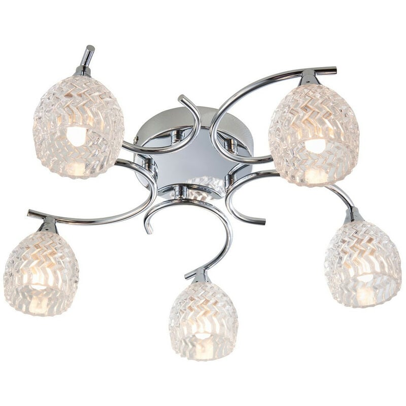 Endon - Boyer - 5 Light Semi Flush Multi Arm Ceiling Light Chrome, G9