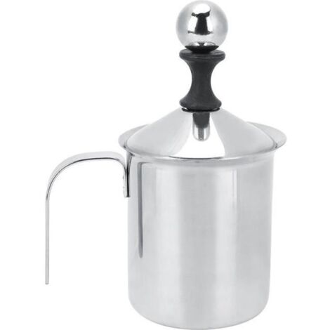 BOYOU 400 Ml Mousseur À Lait En Acier Inoxydable, Latte De Mousseur À Café Mousseur Double Lait Manuel