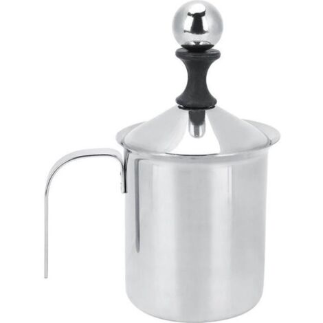 BOYOU 400 Ml Mousseur À Lait En Acier Inoxydable, Latte De Mousseur À Café Mousseur Double Lait Manuel
