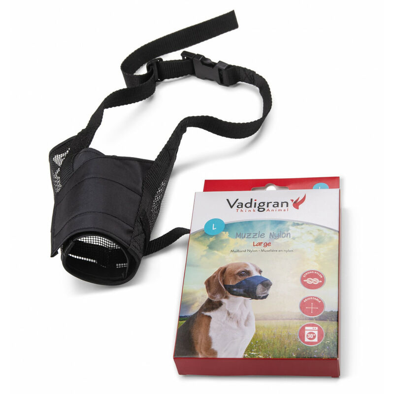 

Bozal de nylon ajustable. cuello de 26 a 42 cm T L. para perro tipo rottweiler