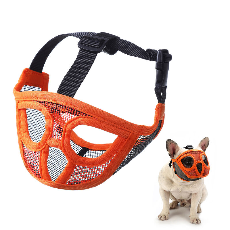 

Bozal de perro de hocico corto, bozal de bulldog ajustable, para entrenar, ladrar, morder, Naranja, XX-Pequeño