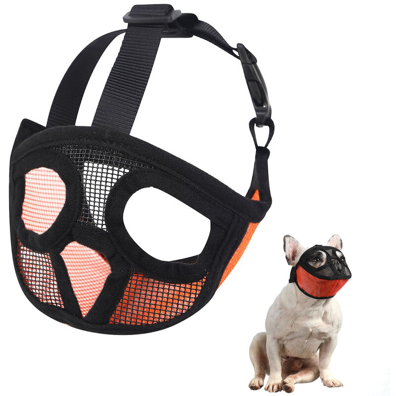 

Bozal de perro de hocico corto, bozal de bulldog ajustable, para entrenar, ladrar, morder, Multicolor, XX-Pequeño