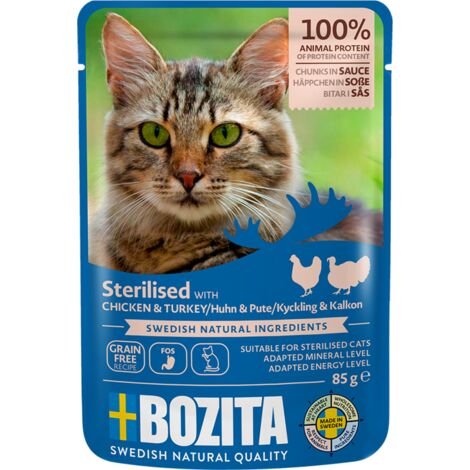 BOZITA Pezzi di carne sterilizzata in salsa con pollo e tacchino 85 g