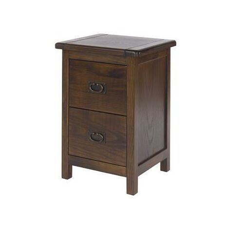 main image of "Bozz 2 Drawers Petite Bedside Cabinet Antique Wood Bedroom Dark Brown"