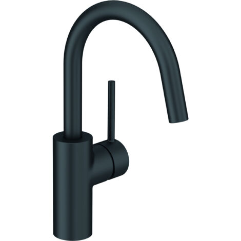 BOZZ Lavabo EHM con o senza sifone, comando laterale, nero opaco