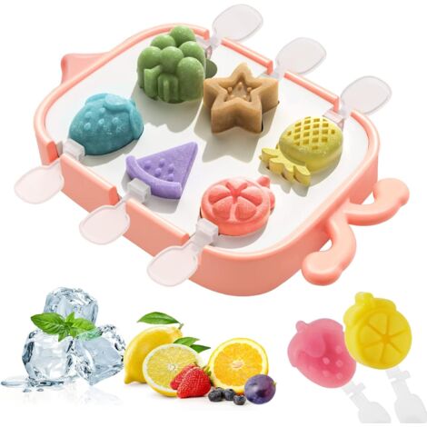 BPA-freie Silikon-Eisform für Kinder, 6 Mulden mit Deckel und Griff, wiederverwendbar für selbstgemachtes Eis am Stiel