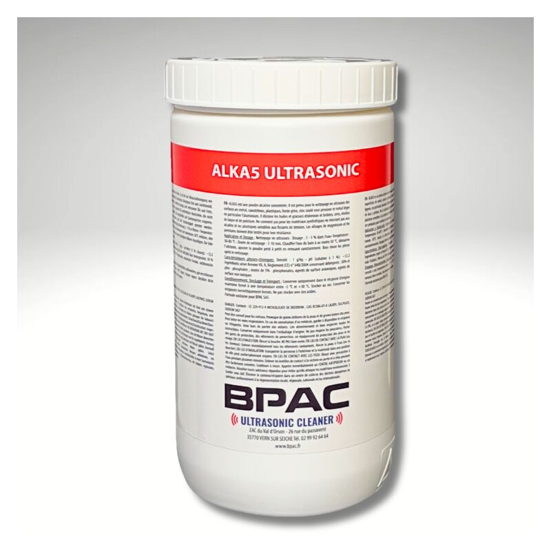 ALKA5 Détergent ultrason puissant Alcalin en poudre, Pot de 1 Kg - Bpac