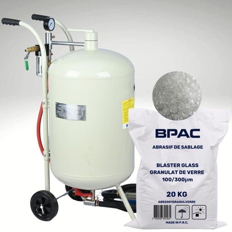 Bpac - Sableuse mobile 75 l + Abrasif Granulat de Verre 20 kg