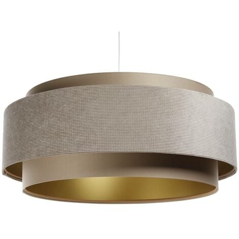 BPS Koncept DUM-035 Hängeleuchte DOBLO Velourss strukturiert und Satin auf PVC-Basis braun, gold 1xE27 40W H:107 Ø60cm dimmbar