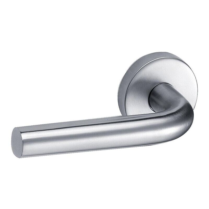 Finish - Béquille double rentrante 500 sur rosace ronde en inox - linox - vachette