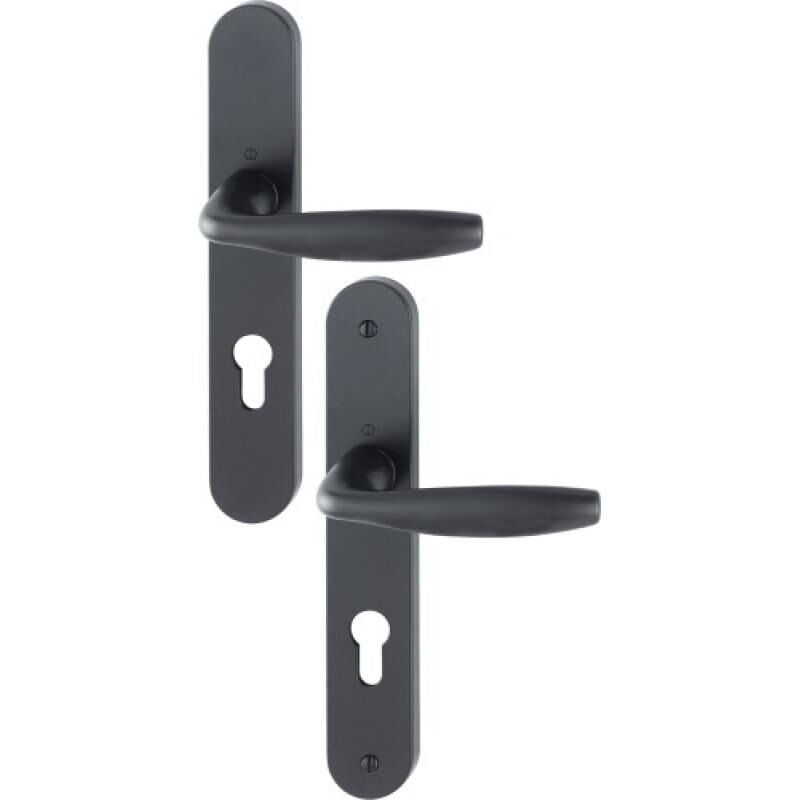 Hoppe - Béquille double sur plaques 195 mm New York ep 40 mm noir mat condamnation à voyant