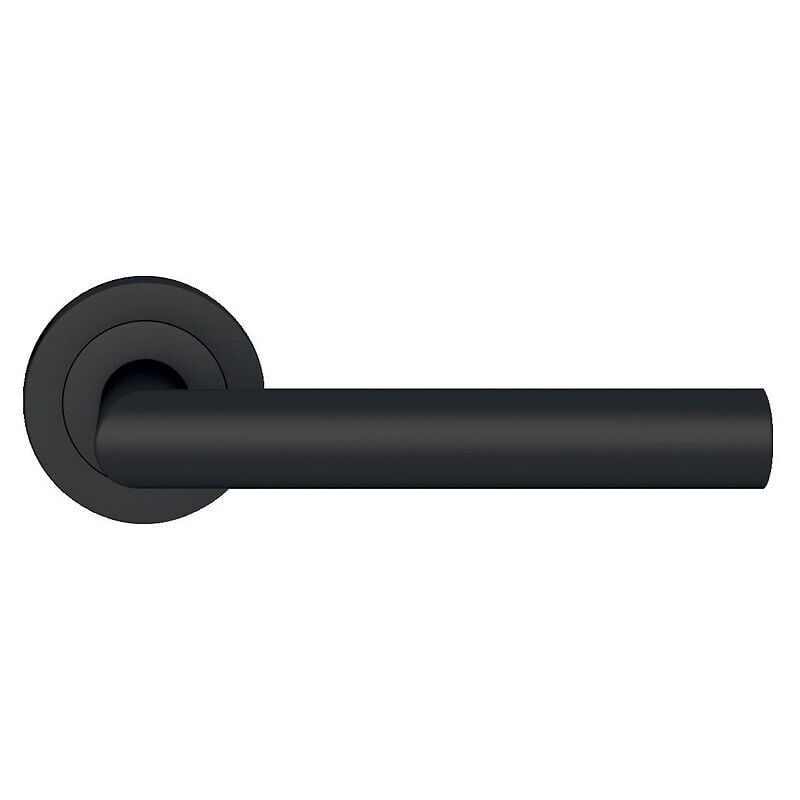 Karcher Design - Béquille double sur rosaces rondes série er 28 Rhodes finition noir Cosmos fonction condamnation