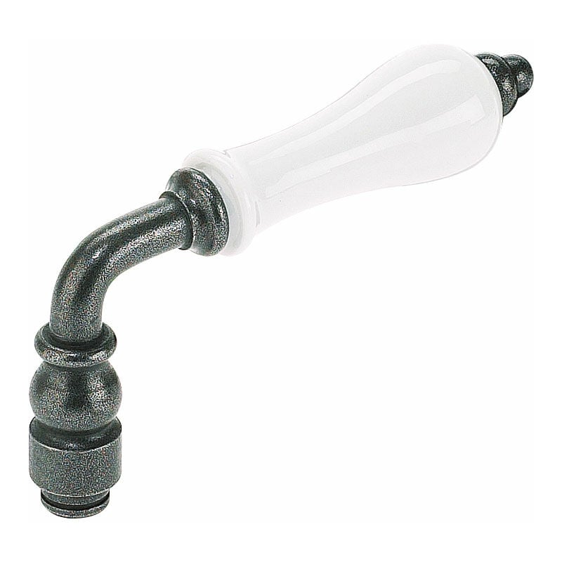 Itar - Béquille simple poire porcelaine - Décor : Rouillé ciré / blanc